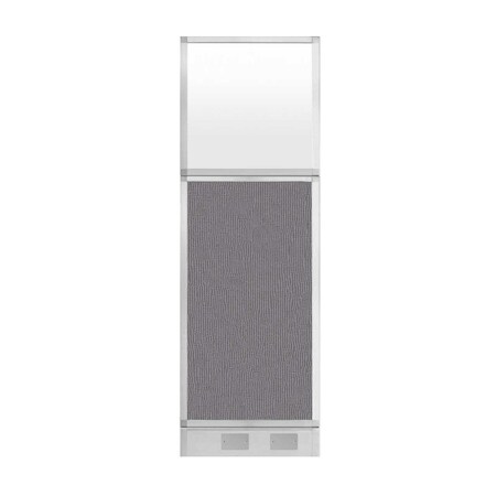 Versare Hush Panel Configurable Cubicle Partition 2' x 6' Slate Fabric Frosted Window w/ Cable Channel 1856219-3